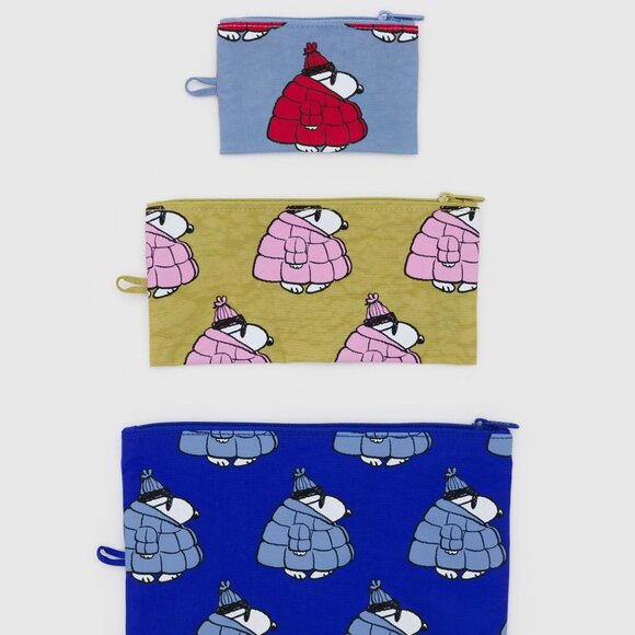 NWT Baggu Flat Pouch Set - Peanuts - Puffer Snoopy - Picture 2 of 3